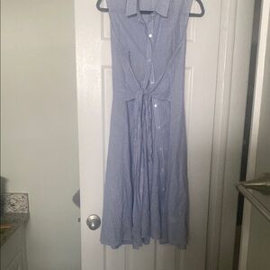 Blue Striped Sleeveless Dress